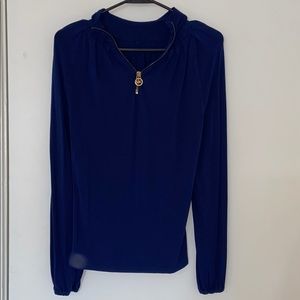 michael kors royal blue long sleeve blouse